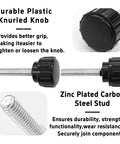 25 Pack M4 X 20mm Threaded Knurled Thumb Screws With Smooth Grip Knobs For Dead Simple Clamping And No Sweat Adjustments On Heavy Duty Tools And Shop Builds close-up of durable plastic knob and zinc plated carbon steel stud