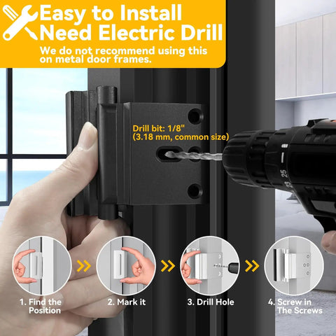 Installation process for the Heavy Duty Door Reinforcement Lock For Inward Swinging Doors Withstand 800 Lbs 8 Screws For Solid Mount Pin Tumbler