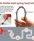 Close-up of 25ft Heavy Duty Drain Auger Plumbing Snake With Drill Adapter For Sink showing flexible steel spring head design 0.4 inch