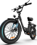 Fat Tire Electric Bike For Adults With 28 MPH Top Speed, 48V Power, And 80 Mile Range, 7 Speed Gear, front view, black color