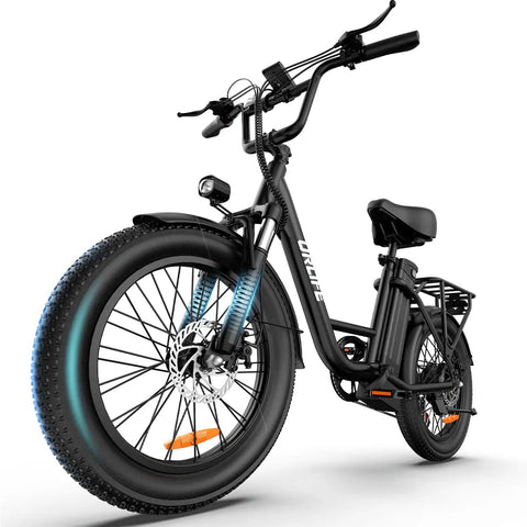 Fat Tire Electric Bike For Adults With 28 MPH Top Speed, 48V Power, And 80 Mile Range, 7 Speed Gear, Front And Rear Suspension, Adjustable Seat For 