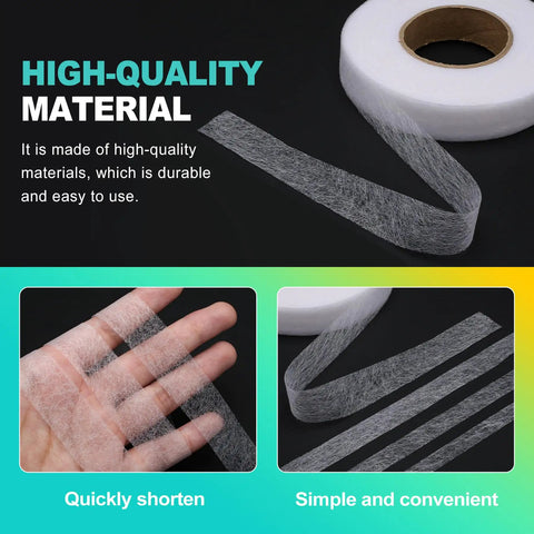 No Sew Iron On Hemming Tape For Fabrics And Home Projects Extra Strong Washable demonstrating material and texture in hand