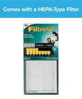Filter packaging for Compact Tabletop Air Purifier For Small Rooms Up To 80 Sq Ft With HEPA Type Filter Electronic Filter Change Indicator And Three Fan Speeds Captures Dust Lint Dust Mite Debris And Mold Spores