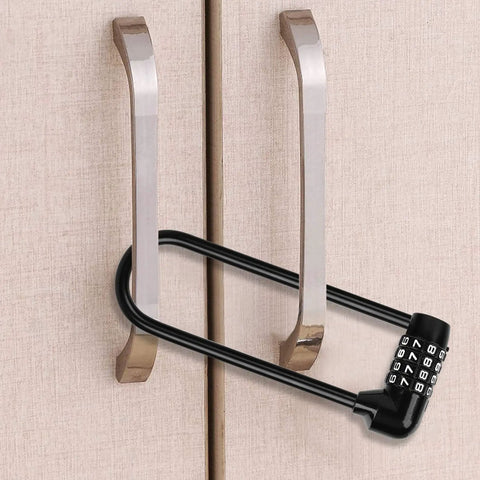 Beefy 4 Digit Padlock Set With 6.3 Inch Long Shackle Waterproof Resettable Code Lock securing cabinet handles