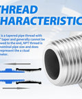 Close-up of 304 Stainless Steel Reducer Adapter 3/4 NPT Female To 1/2 NPT Male Pipe Fitting highlighting thread characteristics.