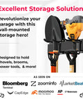 Beefy Garage Wall Organizer With Dual Layer Hooks, 48 Inch Carbon Steel Tool Rack, 300 Lb Capacity, Wall Mount Holder installed
