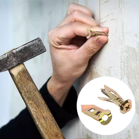 Installing 60 Pcs Self Drilling Anchors And Screws Kit For Heavy Duty Wall Mounting No Drill Required into drywall surface.