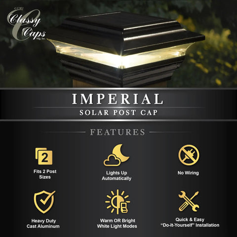 Black Solar Post Cap For 4x4 And 3.5x3.5 Posts With Auto On At Dusk Keeps Your Deck Lit All Night High Performance LED Durable Cast Aluminum