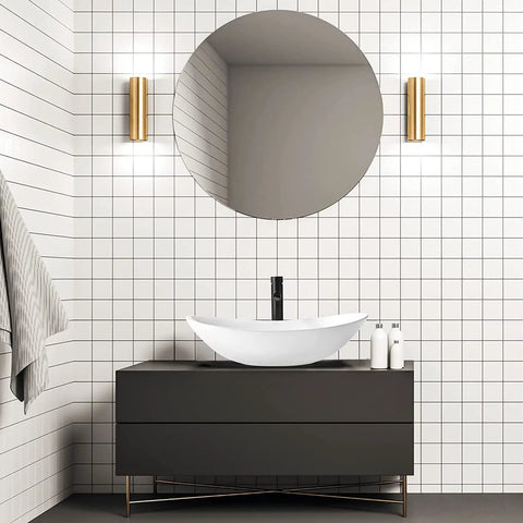 Oval Vessel Sink White Porcelain Ceramic Modern Above Counter Bathroom Basin With Pop Up Drain Included 23.6 Inch Long By 13.65 Inch Wide By 5.65 Inch Deep Slick Contemporary Design.