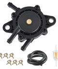 Direct Fit Straight Swap Boss Grade Fuel Pump Kit With Built In Filter And Oil Gauge Line For Briggs Stratton Kohler 17Hp To 25Hp Lawn Mowers And Golf Carts components including pump, filter, hose, and clamps.
