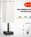 Cozy Bedside Table Lamp With 3 Color Temperatures 3000K 4000K 5000K, featuring beige shade, black base, USB ports, and LED bulb.