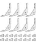 8Pcs L Shape Corner Bracket Set For 2020 Series Aluminum Extrusion, Zinc Alloy Panel Mount Inside Joint Connector, T Slot Hardware, Heavy Duty Silver Finish, 45 x 9.7 x 5mm, M4 Screws Included displayed on a white background