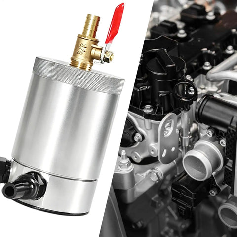 Ditch The Gunk And Keep Your Engine Sleek With This Rock Solid 300Ml Oil Catch Can Kit featuring aluminum design and valve.