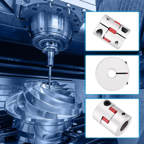 Aluminum Shaft Coupling 16mm to 18mm Flexible Spider Coupler, 50mm Long 40mm Dia, Jaw Style Shaft Joint for 3D Printers CNC Routers Milling Machines, Encoder DIY Projects, Built To Last Gear mounted on CNC spindle