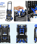 Heavy Duty Folding Hand Truck With Four Wheel And Two Wheel Convertible Dolly Cart Grab N Go Retractable Handle 330 lb folded