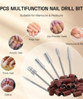 6PCS multifunction nail drill bits for manicure and pedicure, compatible with Boss Level Cordless Electric Nail Drill.