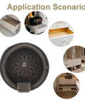 Vintage Round Drop Ring Drawer Pull Handles Set Zinc Alloy Retro Cabinet Wardrobe Door Knobs Antique Bronze 12 Pieces displayed