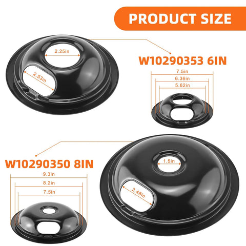 Stove Top Covers And Porcelain Burner Drip Pans Set For Electric Stoves Includes 2 Large 8 Inch Pan Covers And 2 Small 6 Inch Pan Covers