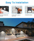 Installation of Outdoor Solar Motion Sensor Lights 10 Pack With Three Modes, Wireless IP65 Waterproof Security Flood Lights
