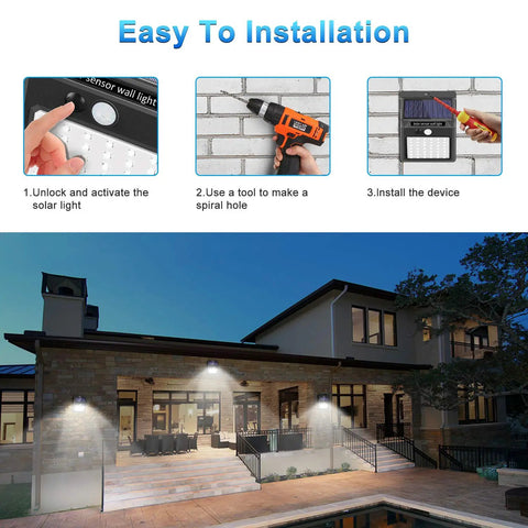 Installation of Outdoor Solar Motion Sensor Lights 10 Pack With Three Modes, Wireless IP65 Waterproof Security Flood Lights
