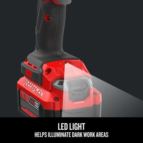 Close-up of Beast Half Inch Cordless Impact Wrench with LED light showcasing illumination on tool-only model.