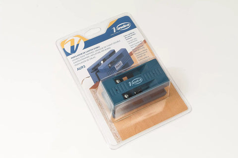 AU93 Edge Banding Trimmer With Dual Edge Cutting And Scraper in packaging, for PVC, ABS, Melamine, Veneer, up to 40mm