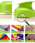 All In One Circle Punch Set For Scrapbooking And DIY Card Making Includes Five Sixteenth Inch Five Eighths Inch And One Inch Hole Punches For Confetti Photo Albums And Craft Projects That Are A Total Game Changer For Kids And Creative Makers image showing circle punch and compatible paper types.