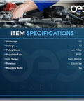 Close-up of specifications card for Beefed Up Replacement Alternator For Volvo Kenworth Freightliner With Cat And Cummins Engines 1988 Through 1996 Compatible With 1117920 1117921 1117922 1117934 1117964 19010126 19010145 19010168 And Other OEM Numbers.