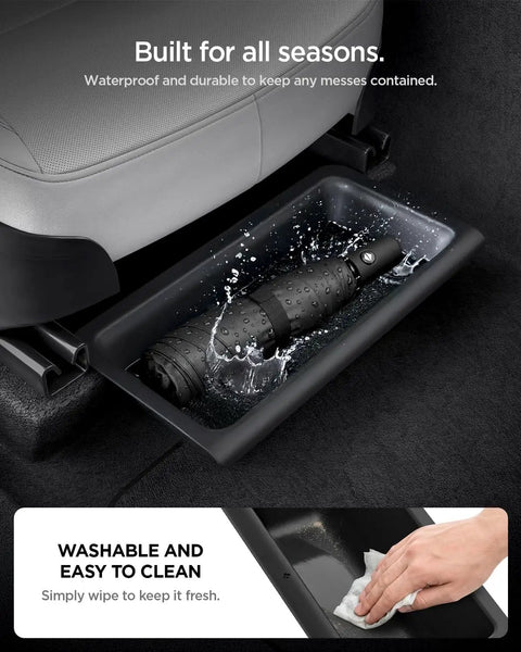 Under Seat Storage Box And Hidden Organizer Tray For 2025 2026 Tesla Model Y Waterproof And Anti Rattle Seamless Fit