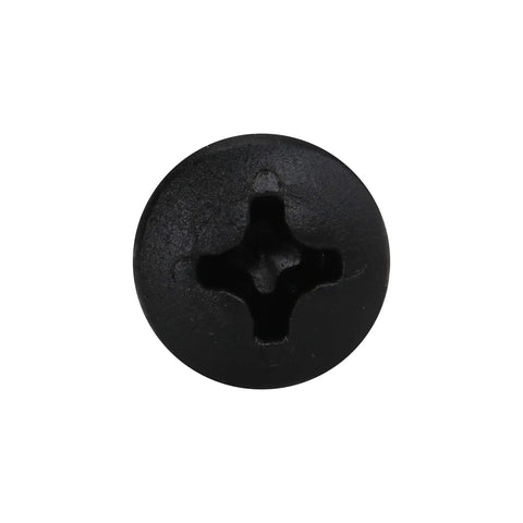 Heavy Duty Pan Head Wood Screws Black Phosphate Finish Corrosion Resistant Coarse Threading showing the top view of a screw.