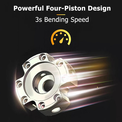 Powerful Four-Piston Design showcasing 3s Bending Speed of the Professional Electric Hydraulic Rebar Bender 3200W Brushless Motor.