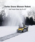 All Season Yard Master 4 In 1 Modular Robot for snow blowing in winter landscape, showcasing AI multi zone mapping.