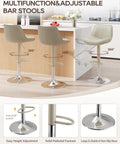 Adjustable Swivel Faux Leather Bar Stools Set Of 2, 26-34 Inch Counter Height Chairs With Footrests, Beige, kitchen island
