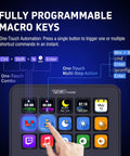 Close-up of Macro Keypad For Streaming Deck With 18 Pro Grade Programmable Keys Visual LCD Pad And USB Soundboard for desk setup.