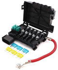 Straight Plug And Play Battery Fuse Box Replacement For 99-04 VW Jetta And Golf MK4 with nine blade fuses and ABS housing.