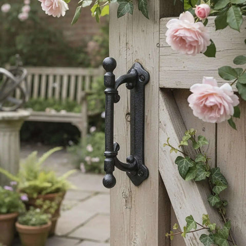 Cast Iron Barn Door Handle 2 Pack Rustic Vintage Style Gate Fence Outdoor Garage Closet Drawer Cabinet Pulls Heavy Duty Hardware