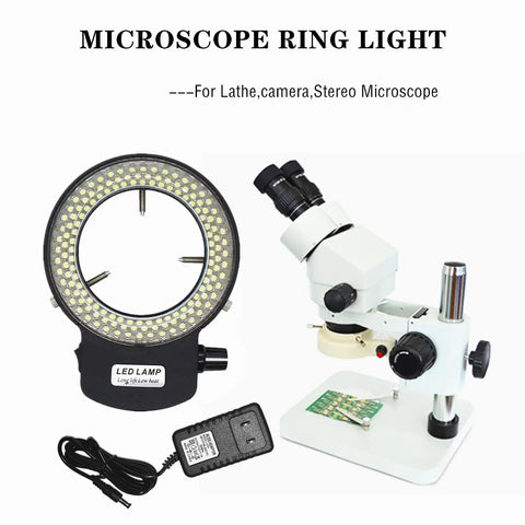 Pro Grade Microscope LED Ring Light Illuminator with stereo microscope and power adapter