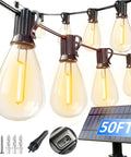 50 Foot Solar String Lights Outdoor Waterproof With 18 Plus 1 LED Bulbs Dual Power Solar USB Back Up and accessories