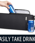 Insulated Golf Cooler Bag For Men, Lightweight 600D Oxford, Leakproof and Water Resistant, showing easy access pocket with drinks.
