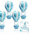 4D Hot Air Balloon Mylar Foil Balloons 35 Inch Blue 4 Pack Helium Floating Decorations for kids party and decor