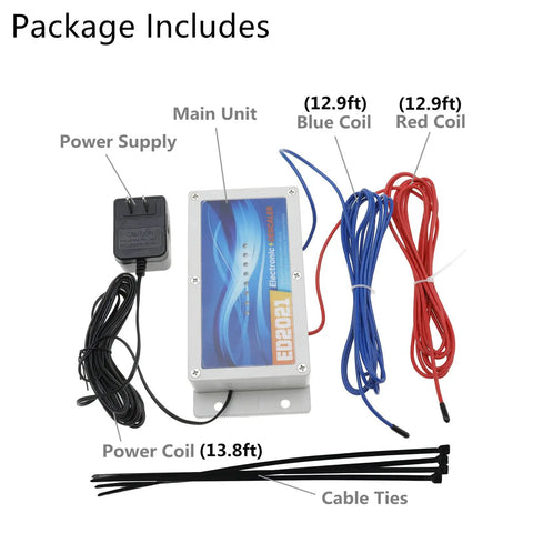 Electronic Water Descaler System No Chemicals No Fuss Install Reduces Limescale Rust And Mineral Build Up In Home Pipes with cables and power supply