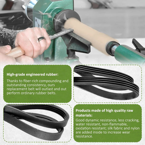 2 Pack Replacement Belts For Harbor Freight Central Machinery Mini Wood Lathe 65345 Model in use on lathe
