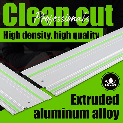 Top Shelf Track Saw Guide Rail Kit With Smooth As Butter Glide And Ultra Tough Aluminum Profile For TS55 TS75 Woodworking Setups, two extruded aluminum alloy rails.