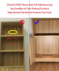 Adjustable Furniture Leg Levelers With High Density Felt Pads To Squash Wobbles And Shield Floors on furniture with empty shelves.