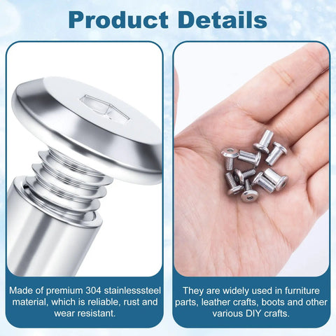 Top Shelf Stainless Steel Hex Socket Cap Bolts With Barrel Nuts And Hex Wrench M4 X 8MM Binding Post Screws, polished surface detail.