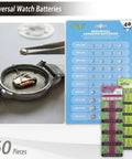 All In One Pro Grade Watch Repair Kit With Carrying Case And 145 Piece Tool Set Including 60 Watch Batteries and tools displayed