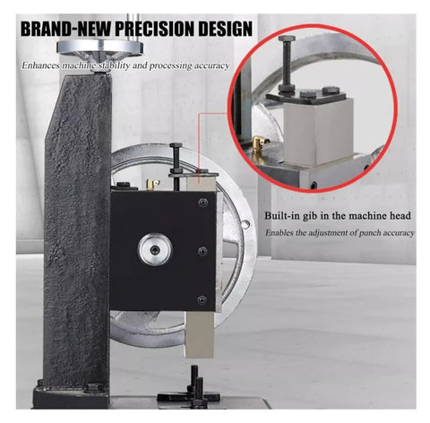 Heavy Duty Cast Iron Manual Arbor Press Workhorse For Precision Punching Riveting Stamping With Adjustable Handwheel Design close-up of precision adjustment features.