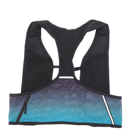 Back view of Night Running Vest With High Visibility Reflective Strips, Breathable Polyester Hydration Gear; focus on materials and design.