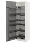 Hella Spacious Tall Pantry Cabinet Featuring Slick No Hassle Pull Out Slides In Bright White And Charcoal Grey Finish 60X60X200 Cm open view showcasing deep sliding bins.