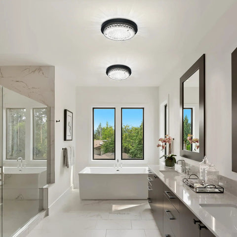 LED Ceiling Light Crystal Chandelier Dimmable Flush Mount With Modern Crystal Raindrop Pendant Lamp ETL Listed For Dining Room Bathroom